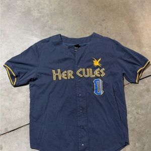 Disney Hercules Men's Baseball Jersey Blue, Short Sleeve, XL